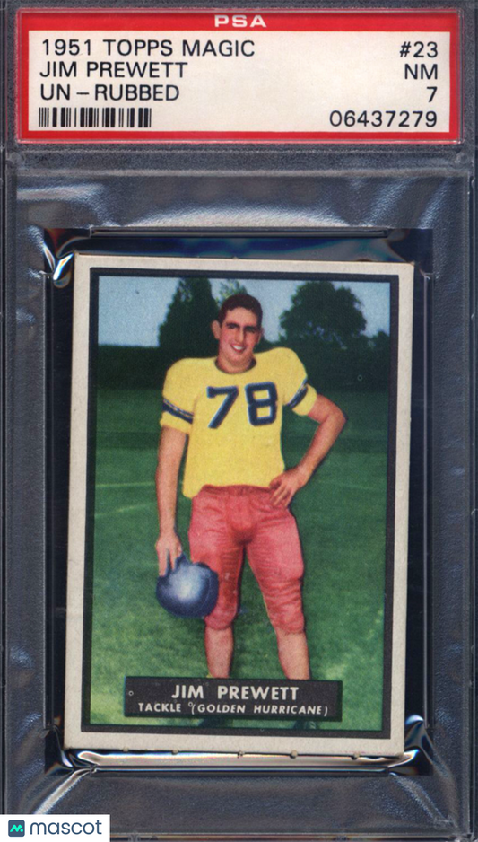 1951 Topps Magic Football #23 Jim Prewett Un-Rubbed Golden Hurricane PSA 7