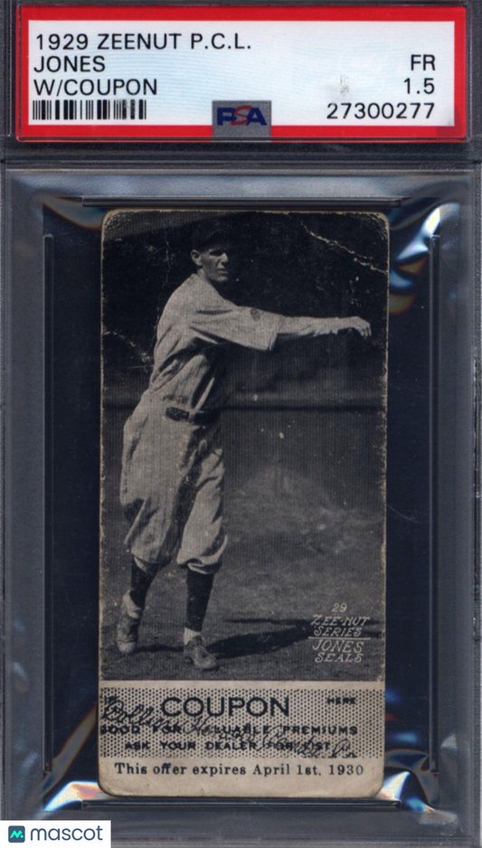 1929 Zeenut Pacific Coast League w/ Coupon Jones Seals PSA 1.5