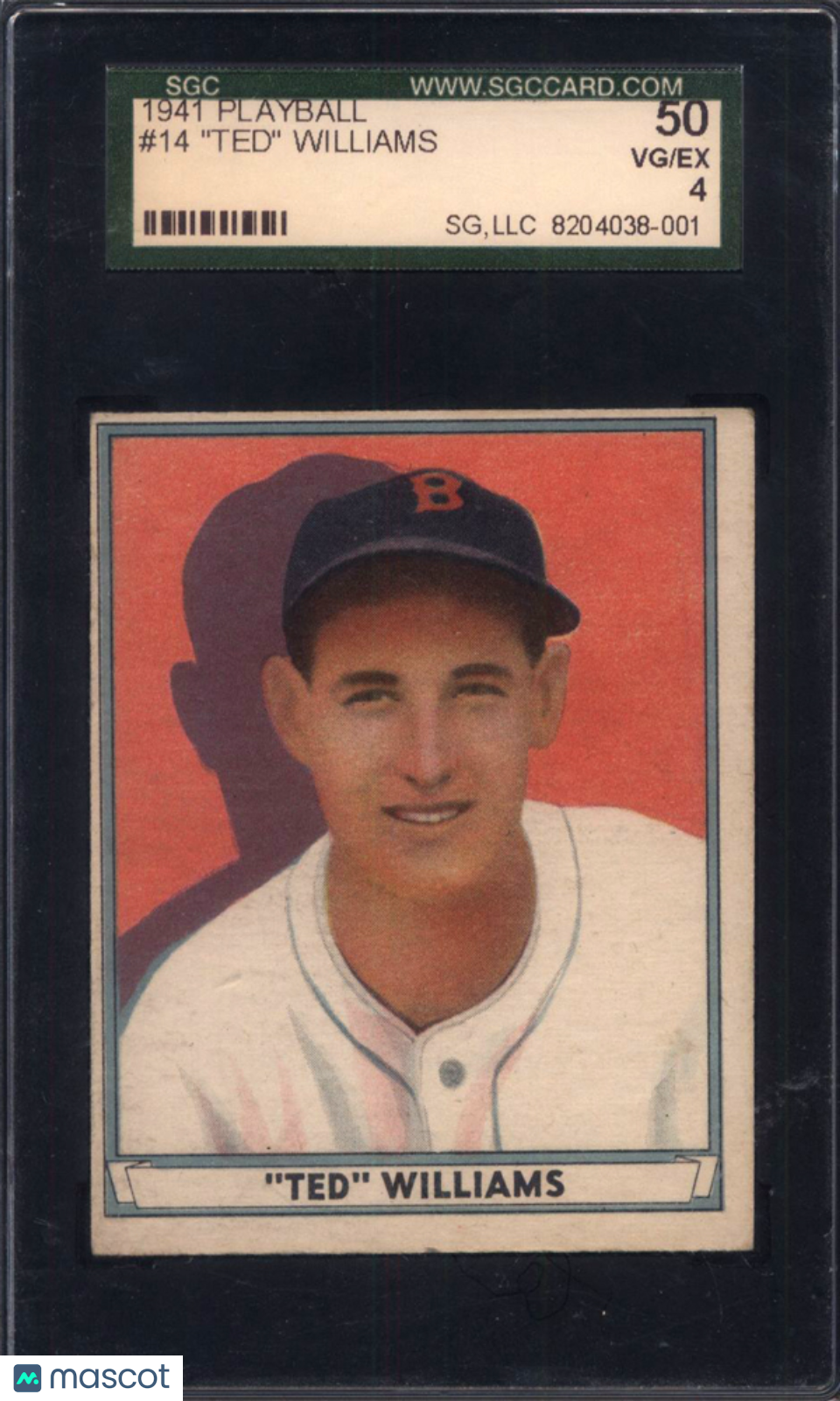 1941 Playball #14 Ted Williams Red Sox SGC 4