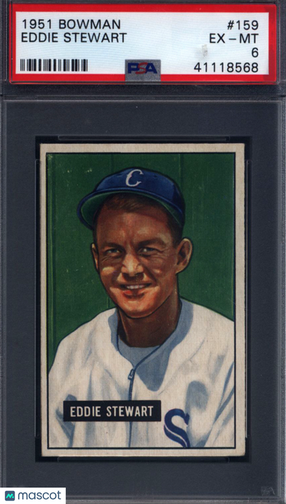 1951 Bowman #159 Eddie Stewart White Sox PSA 6