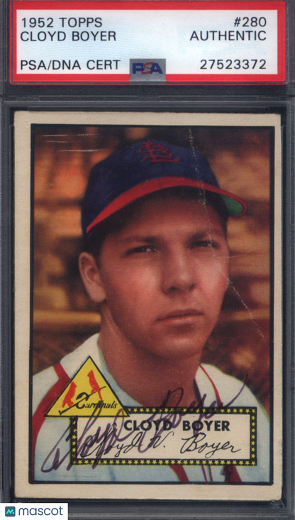 1952 Topps #280 Cloyd Boyer Signed Autographed Auto Cardinals PSA/DNA