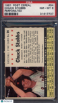 1961 Post Cereal Perforated #94 Chuck Stobbs Twins PSA 8