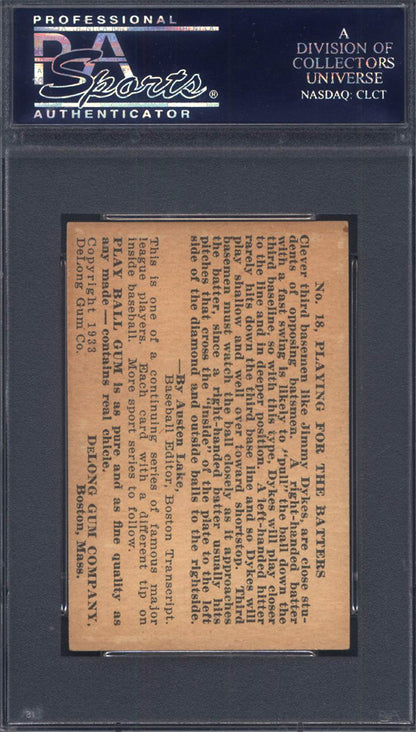 1933 Delong #18 Jimmy Dykes White Sox PSA 6 (MC)