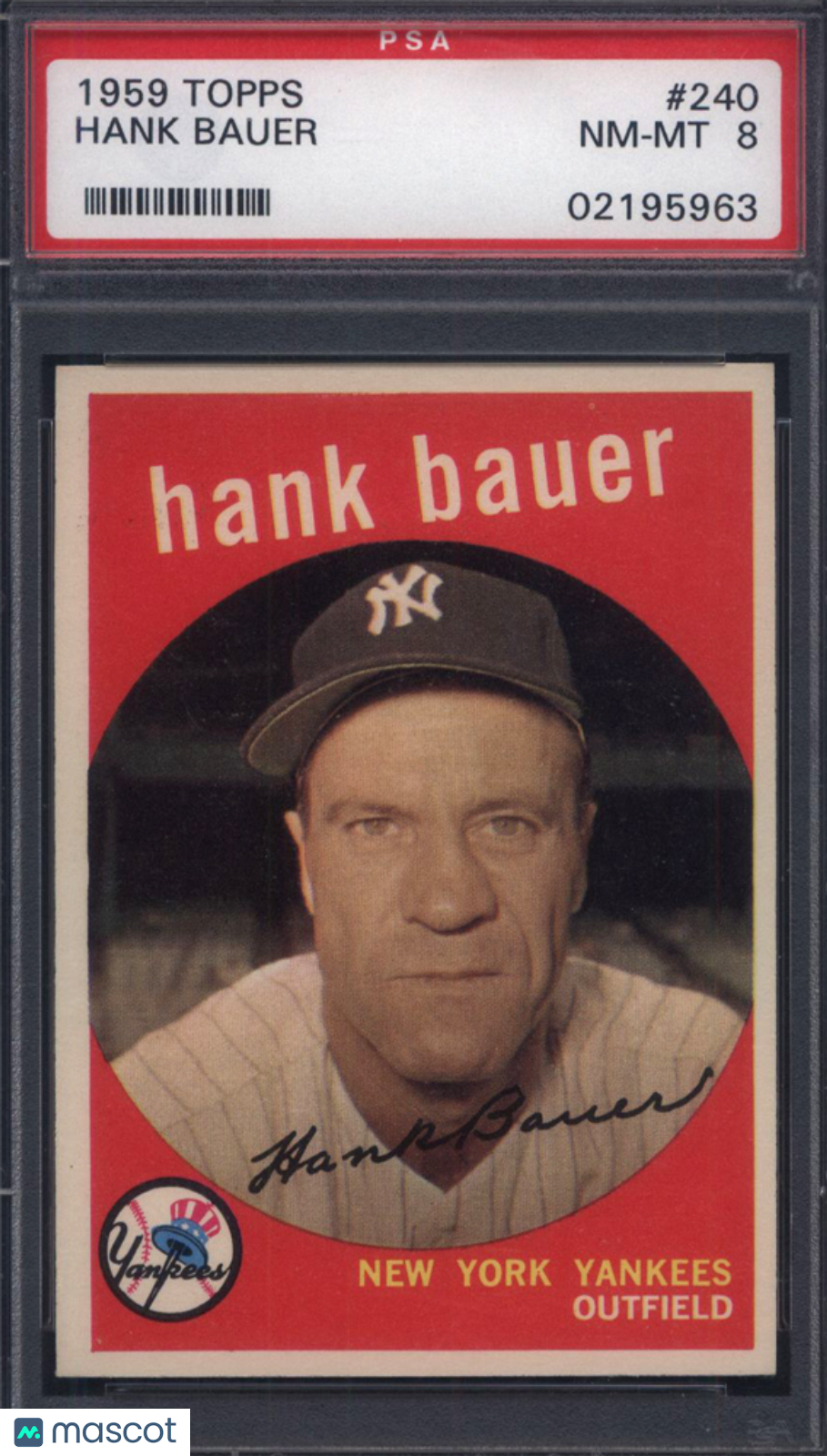 1959 Topps #240 Hank Bauer Yankees PSA 8