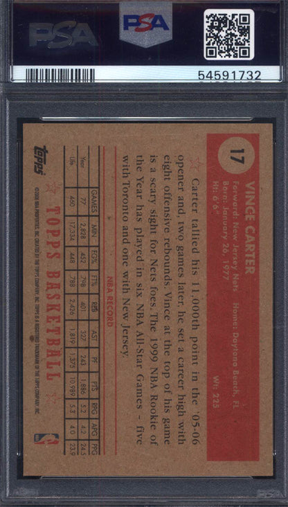 2005 Topps 1952 Style #17 Vince Carter Nets PSA 10