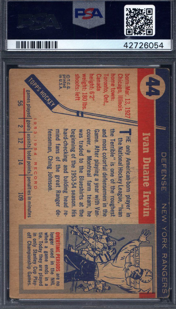 1954 Topps #44 Ivan Irwin Signed Autograph PSA/DNA Rangers PSA Authentic