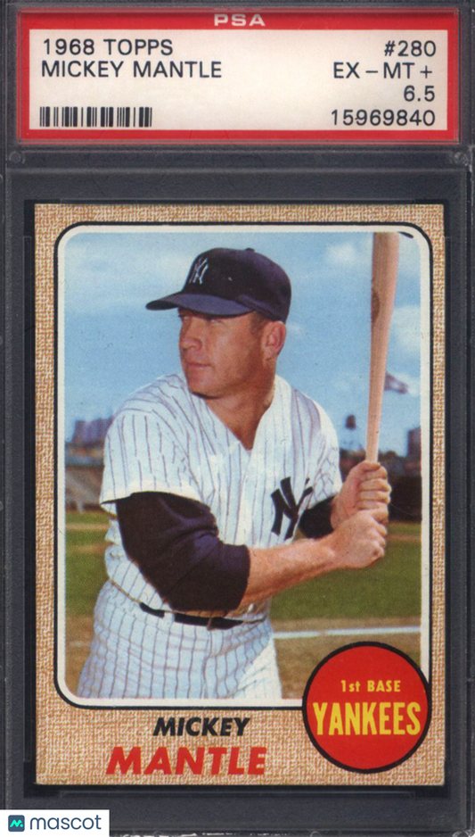 1968 Topps #280 Mickey Mantle Yankees PSA 6.5