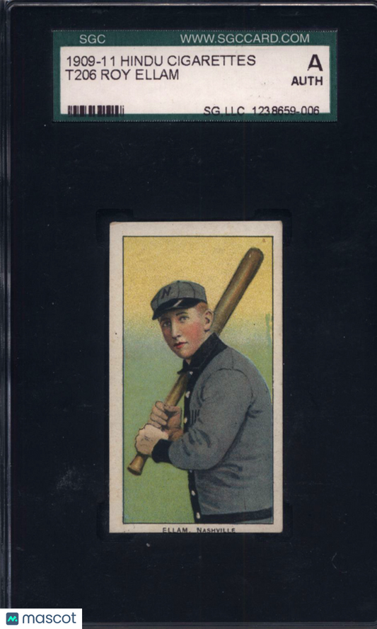 1909-11 T206 Roy Ellam Southern League Nashville SGC Authentic Hindu Back