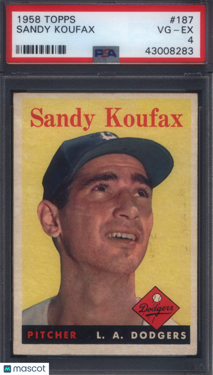 1958 Topps #187 Sandy Koufax Dodgers PSA 4
