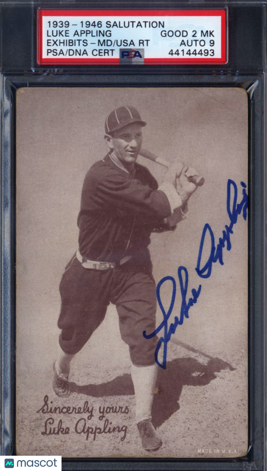 1939-46 Salutation Exhibits Luke Appling Signed Auto 9 PSA 2 (MK)