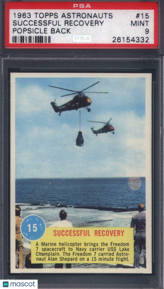 1963 Topps Astronauts Popsicle Back #15 Successful Recovery PSA 9 pop 2