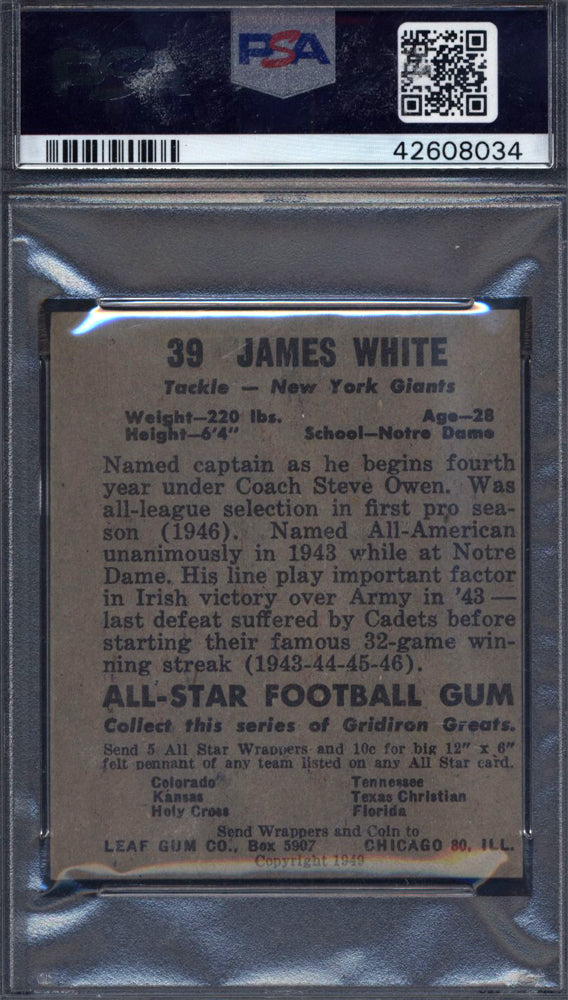 1949 Leaf #39 Jim White Giants PSA 5