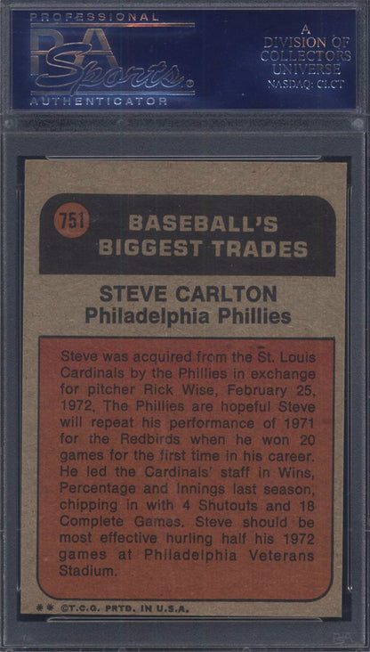 1972 Topps #751 Steve Carlton Traded PSA 8