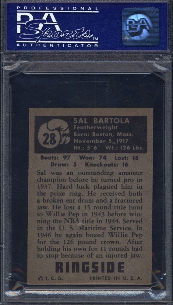 1951 Topps Ringside Boxing #28 Sal Bartolo PSA 7