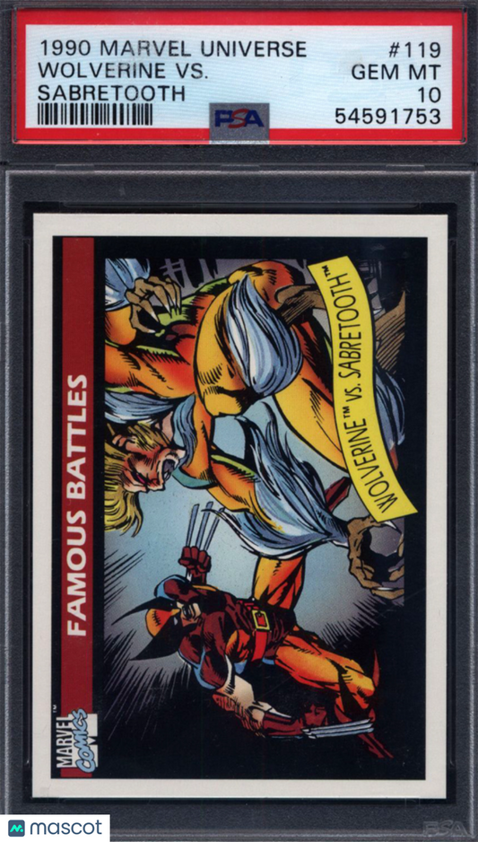 1990 Marvel Universe #119 Wolverine vs. Sabretooth PSA 10