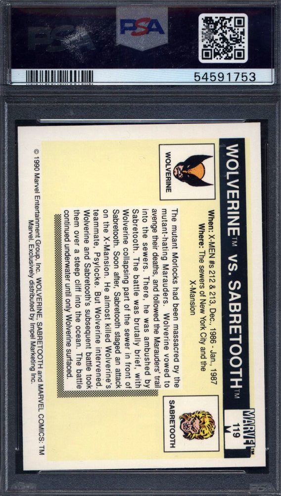 1990 Marvel Universe #119 Wolverine vs. Sabretooth PSA 10