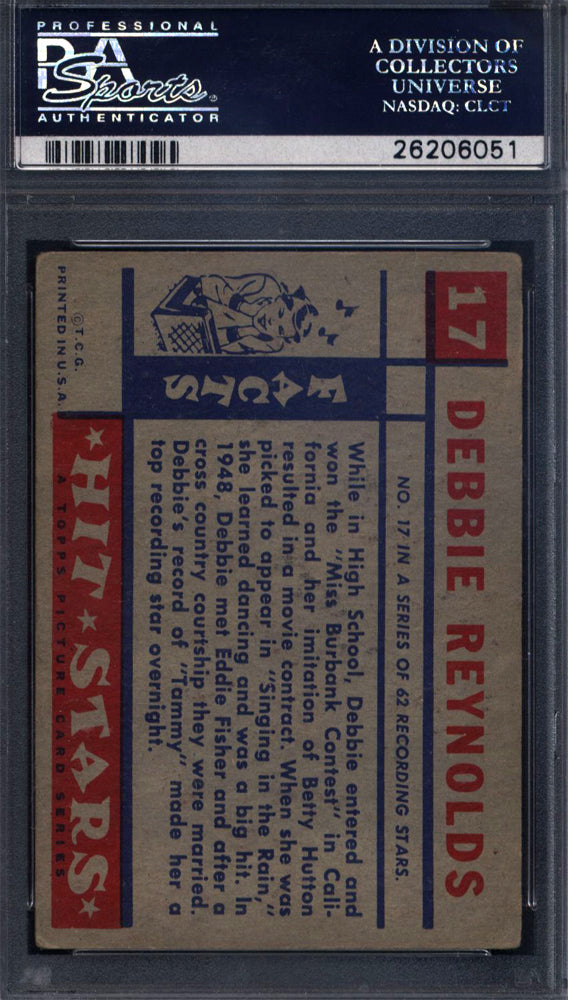 1957 Topps Hit Stars #17 Debbie Reynolds Signed Autograph PSA/DNA PSA Authentic