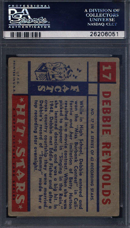 1957 Topps Hit Stars #17 Debbie Reynolds Signed Autograph PSA/DNA PSA Authentic