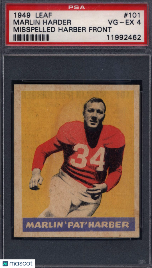 1949 Leaf #101 Marlin Harder Misspelled Harber Front Cardinals PSA 4