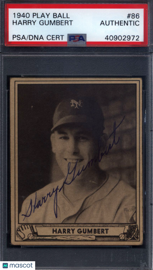 1940 Play Ball #86 Harry Gumbert Signed Autograph PSA/DNA Giants PSA Authentic