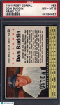 1961 Post Cereal #53 Don Buddin Hand Cut Red Sox PSA 8