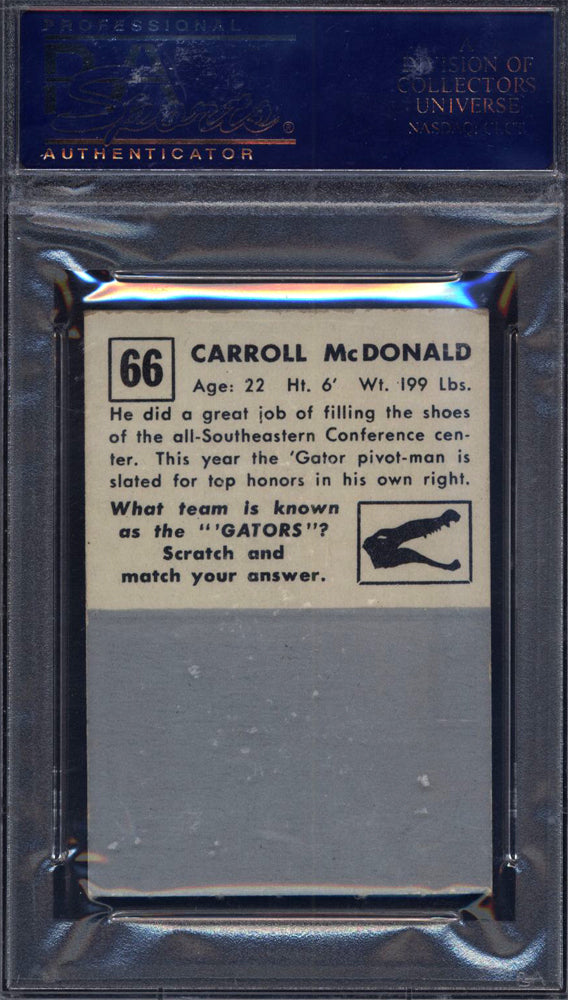 1951 Topps Magic Football #66 Carroll Mcdonald Un-rubbed Gators PSA 7