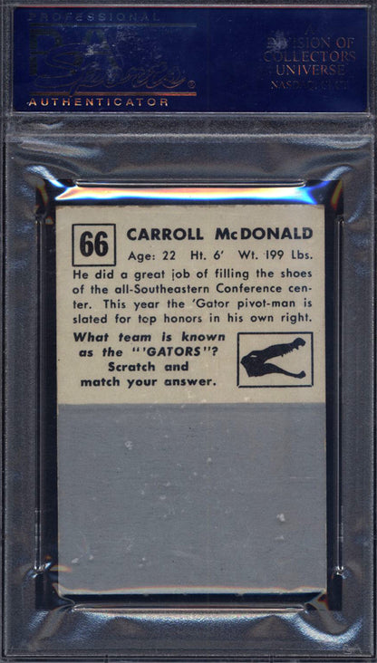 1951 Topps Magic Football #66 Carroll Mcdonald Un-rubbed Gators PSA 7