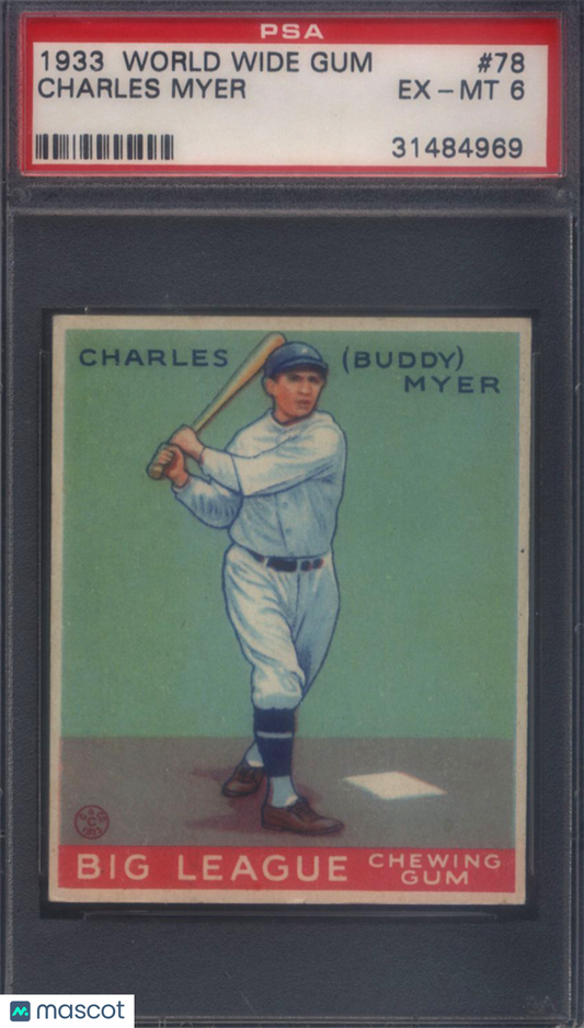 1933 Goudey World Wide Gum #78 Charles Myer Senators PSA 6