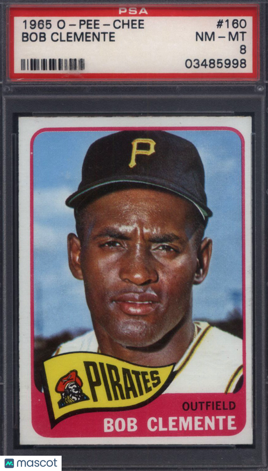 1965 OPC O-Pee-Chee #160 Roberto Clemente Pirates PSA 8