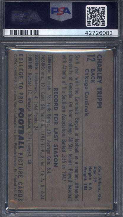 1952 Bowman Large #12 Charley Trippi Cardinals Signed Auto PSA Authentic