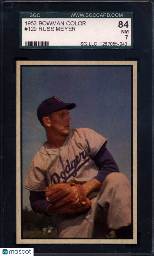 1953 Bowman Color #129 Russ Meyer Well Centered Dodgers SGC 7