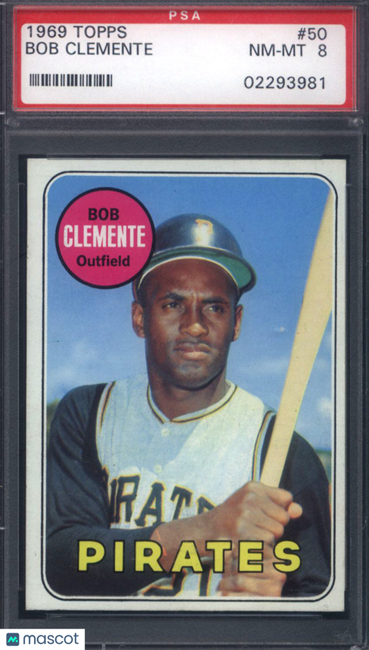 1969 Topps #50 Roberto Clemente Pirates PSA 8