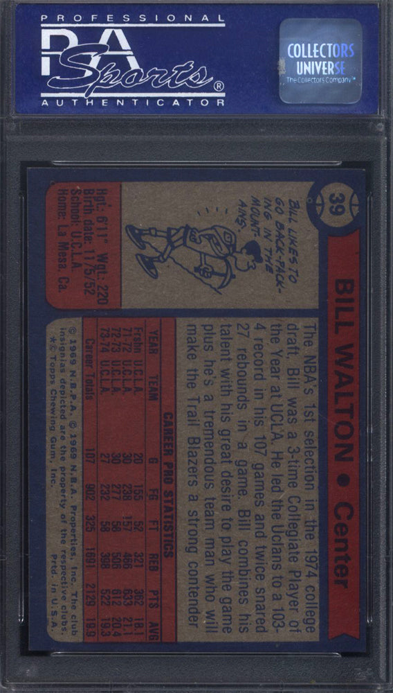 1974 Topps #39 Bill Walton Rookie HOF Blazers PSA 8