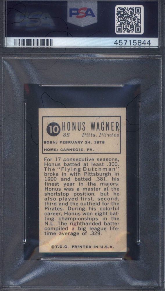 1963 Bazooka All-Time Greats #10 Honus Wagner Silver Pirates PSA 8