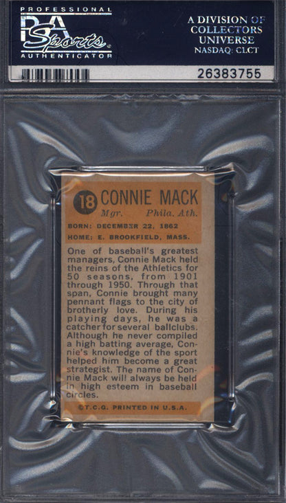 1963 Bazooka All-Time Greats #18 Connie Mack Athletics PSA 8