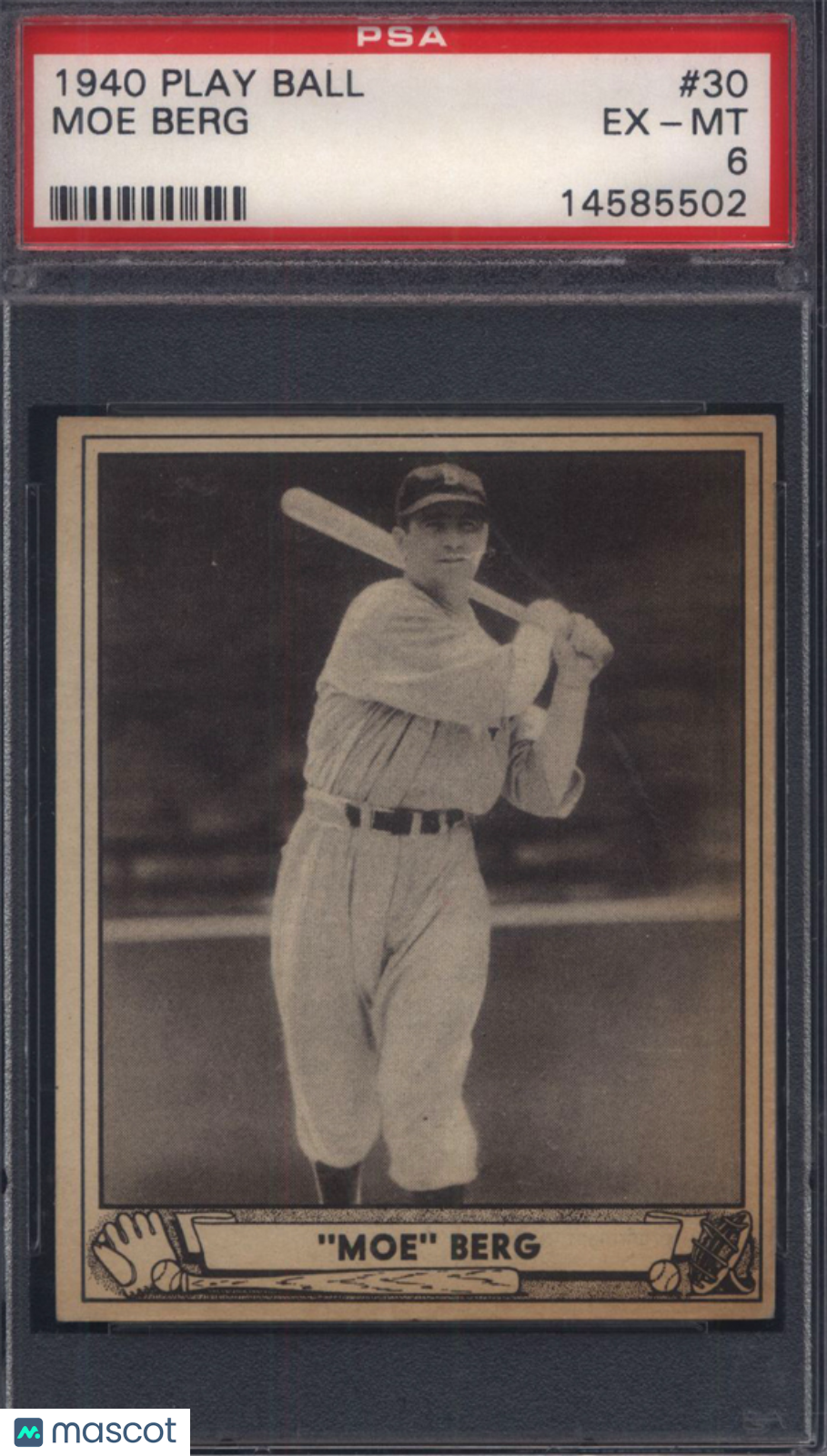 1940 Play Ball #30 Moe Berg Red Sox PSA 6