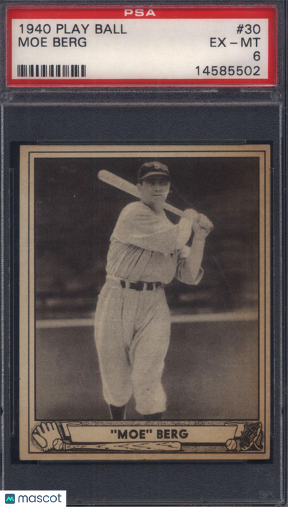 1940 Play Ball #30 Moe Berg Red Sox PSA 6