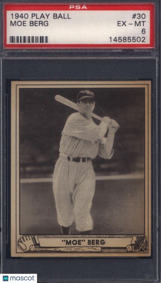 1940 Play Ball #30 Moe Berg Red Sox PSA 6