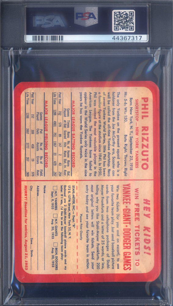 1953 Stahl-Meyer Franks Phil Rizzuto Yankees PSA 1.5