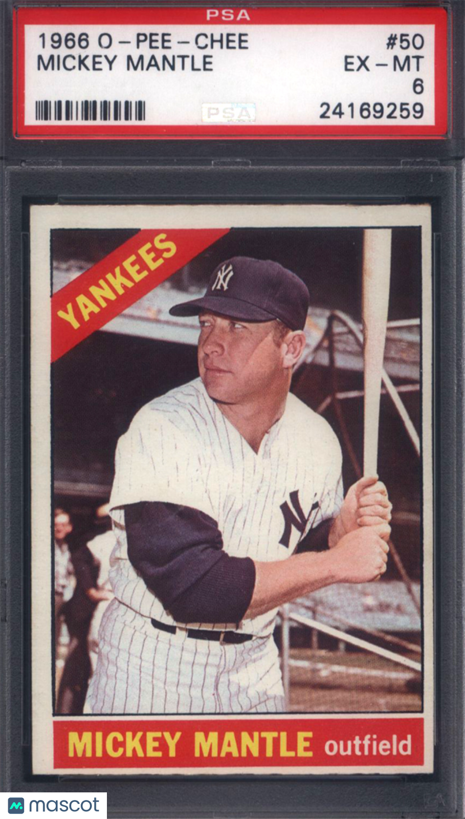 1966 OPC O-Pee-Chee #50 Mickey Mantle Yankees PSA 6