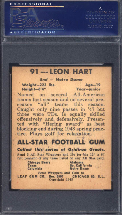 1948 Leaf #91 Leon Hart Notre Dame Heisman PSA 5