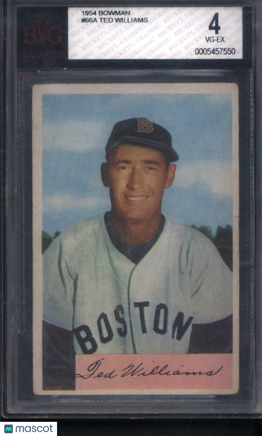 1954 Bowman #66A Ted Williams Short Print Red Sox BGS BVG 4