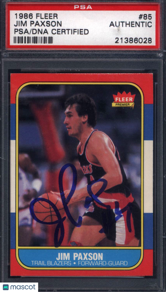 1986 Fleer #85 Jim Paxson Auto Autographed PSA/DNA Authentic
