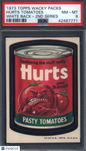 1973 Topps Wacky Packs 2nd Series Hurts Tomatoes White Back Variation PSA 8