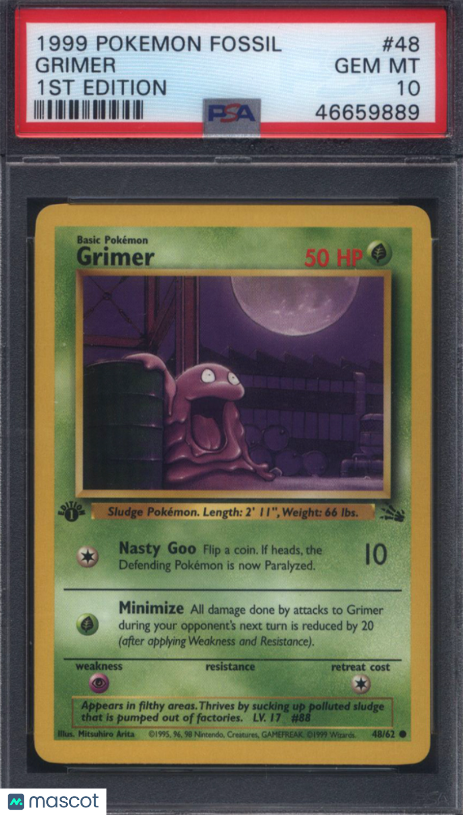 1999 Pokemon Fossil 1st Edition #48 Grimer PSA 10