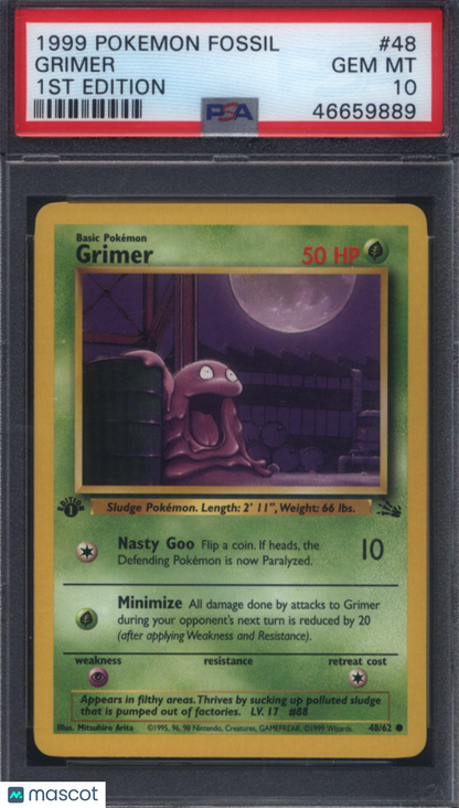 1999 Pokemon Fossil 1st Edition #48 Grimer PSA 10