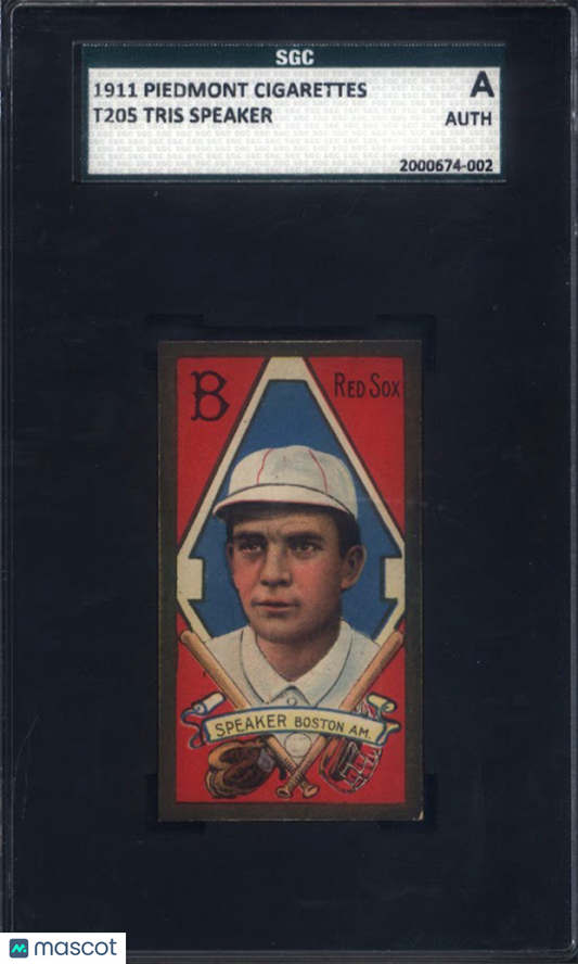 T205 Tris Speaker Boston Piedmont Back SGC Authentic (Appears Near Mint)