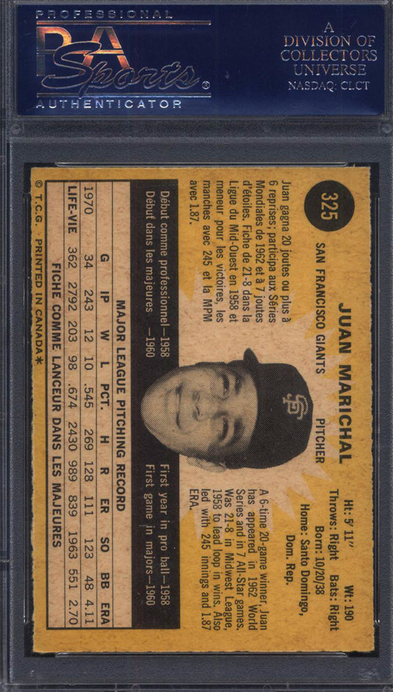 1971 OPC O-Pee-Chee #325 Juan Marichal Giants PSA 8