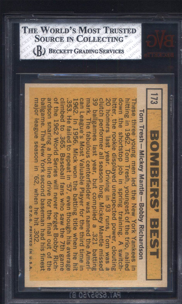 1963 Topps #173 Bomber's Best Yankees with Mickey Mantle BVG 7.5