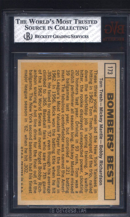 1963 Topps #173 Bomber's Best Yankees with Mickey Mantle BVG 7.5